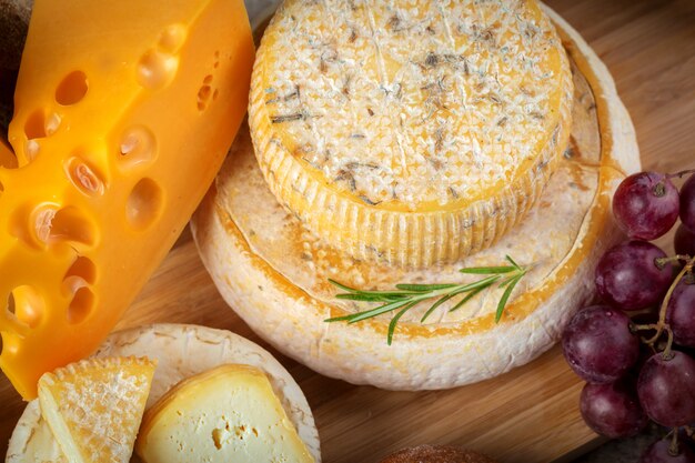 Cheese on wooden table