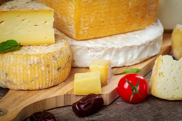 Cheese on wooden table