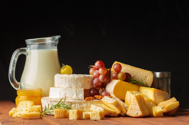 Cheese on wooden table