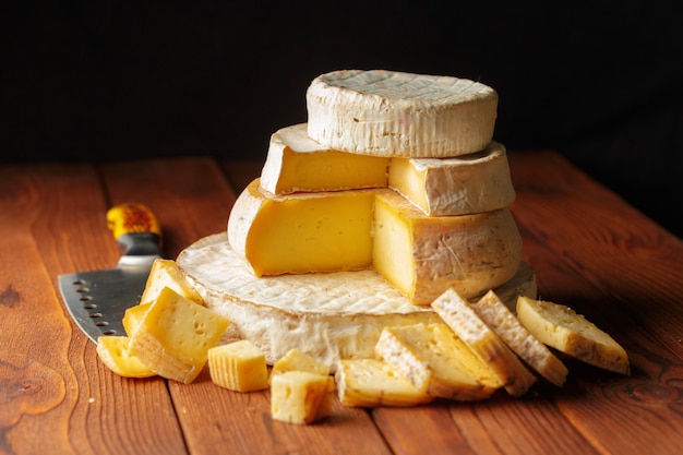 Cheese on wooden table