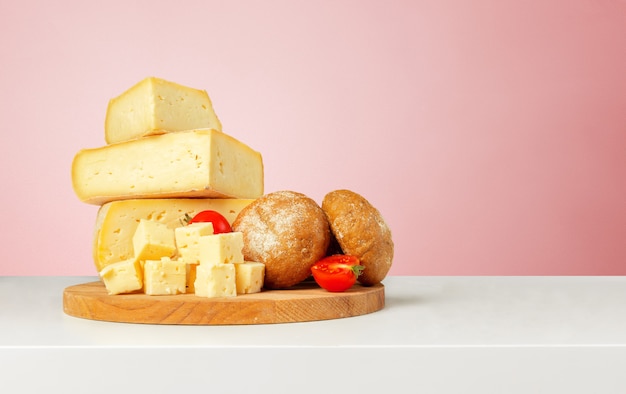 Cheese on wooden table