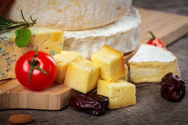 Cheese on wooden table