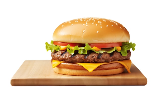 Cheeseburger isolated on white or transparent background cutout Generative AI illustration