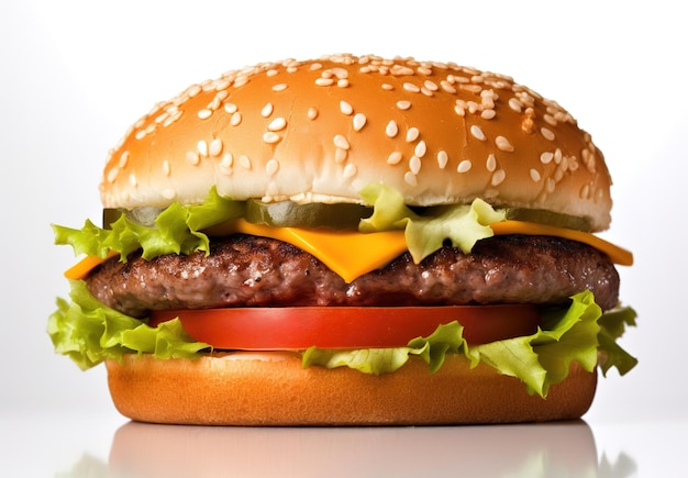 Фото Чизбургер или гамбургер на белом фоне быстрого питания