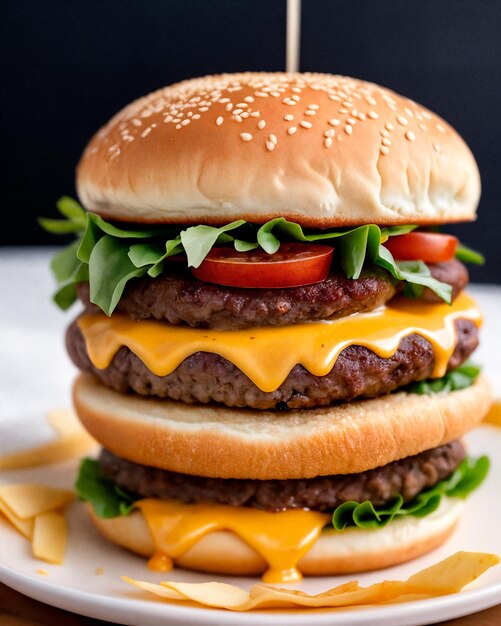 Photo cheeseburger photography on the table food photography foreground focus rising light