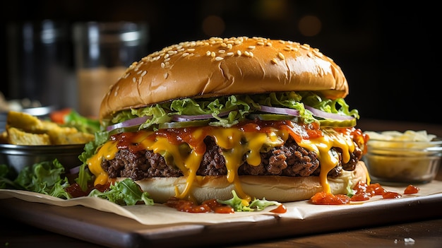 Cheeseburger with a Generous Slice of Cheddar