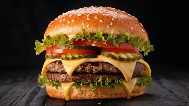 Photo a cheeseburger with a hamburger on the top