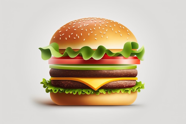 Cheeseburger with meat vegetables and cheese Burger icon3D