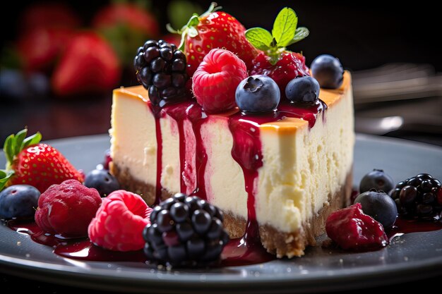 Cheesecake met verse bessen gemaakt met behulp van generatieve AI-tools