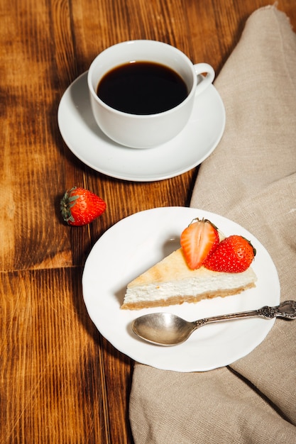 cheesecake new york on a wooden background