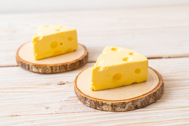 Cheesecake pieces with shape of cheese