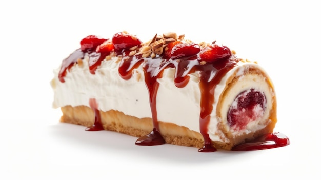 Cheesecake Roll Slice On White Background