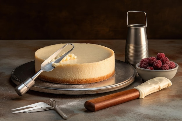 테이블 식탁의 치즈 케이크 전문 광고 음식 사진