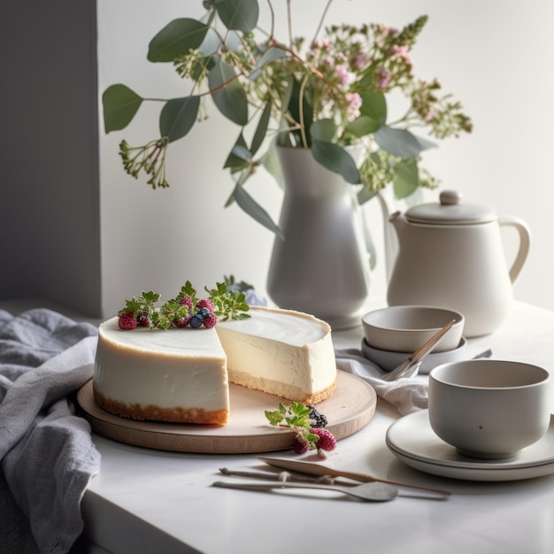 Cheesecake White kitchen Bright and airy Food photography