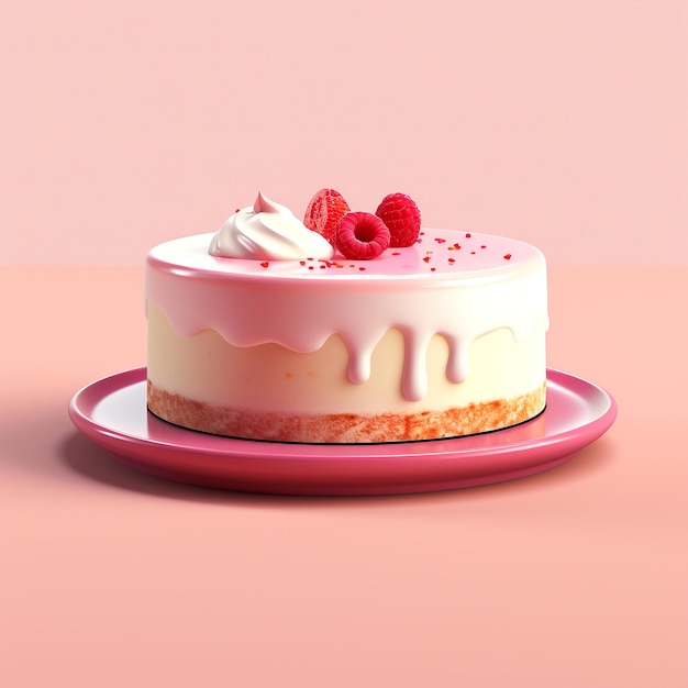 Cheesecake with White and Pink Background