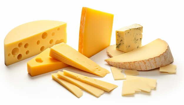 Cheeses Isolated on White Background Clipping Path
