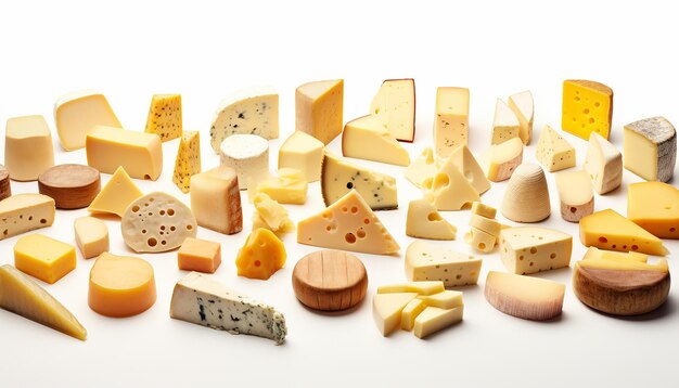 Cheeses Isolated on White Background