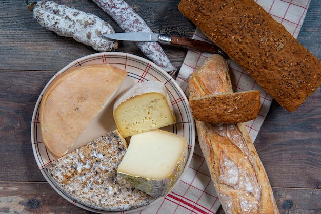 cheeses, sausage and tomme de savoie