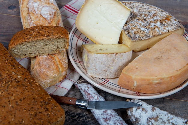 cheeses, sausage and tomme de savoie