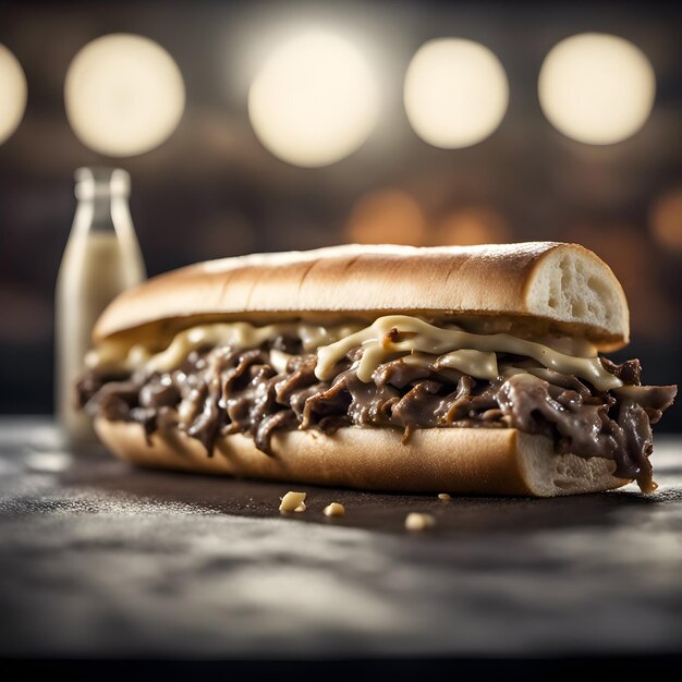 Foto cheesesteak sandwich generato da ai