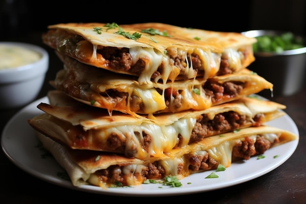 Cheesy Beef and Bean Quesadilla