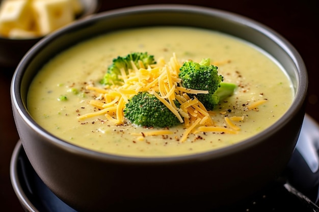 A cheesy broccoli cheddar soup
