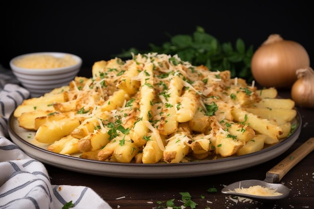 Cheesy knoflook parmesan friet schotel