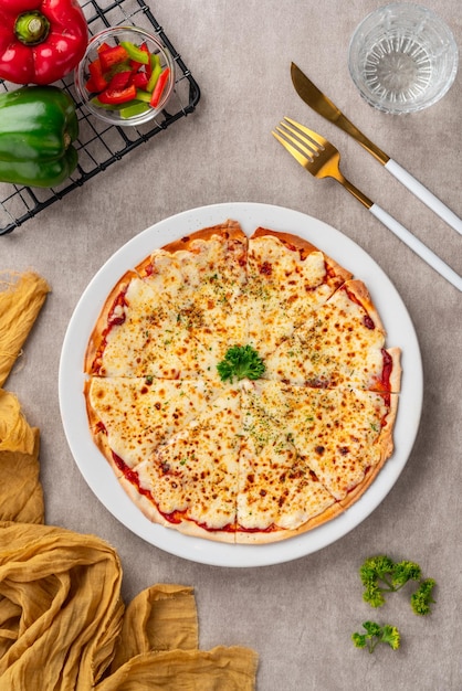 cheesy pizza slice. Pizza is a savory dish of Italian origin, consisting of a usually round.