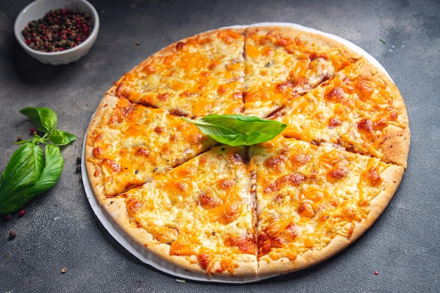 cheesy pizza types of cheese dish healthy meal food snack on the table copy space food background