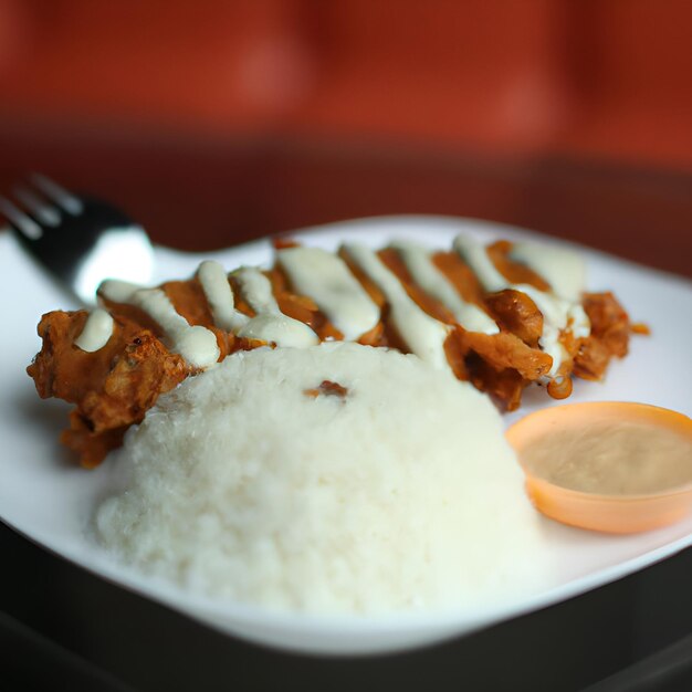 Photo cheesy pork chop rice