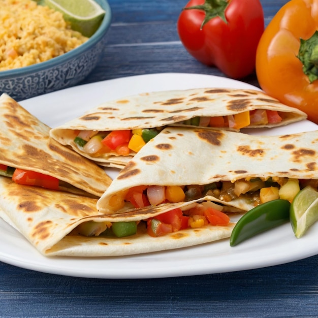 Cheesy Quesadillas with Colorful Vegetable Filling