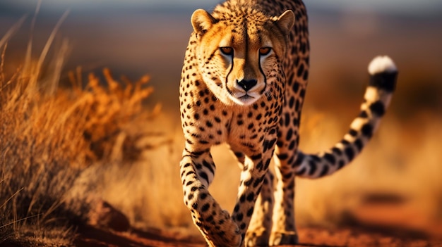 Cheetah Afrika majestueuze jager wandelt in de wildernis