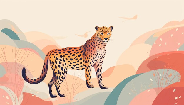 Foto sfondi astratti di animali cheetah con uno sfondo colorato