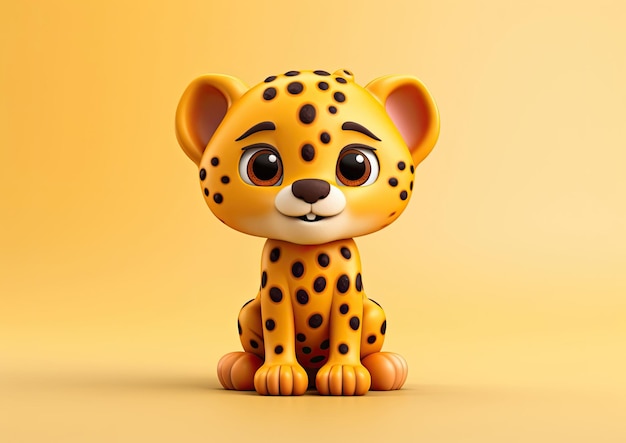 Cheetah Character craft with isolated studio background