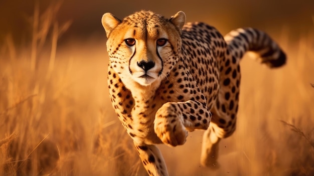 Cheetah fast running in the wild