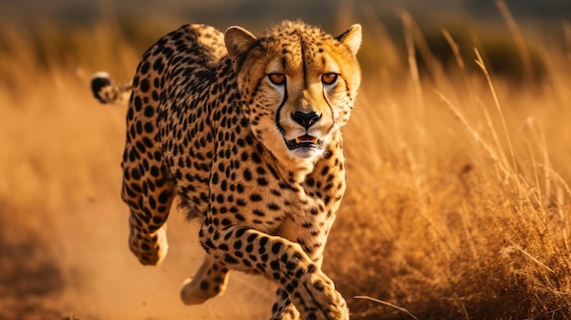 Cheetah fast running in the wild