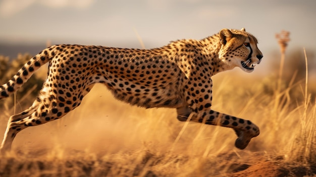 Cheetah fast running in the wild