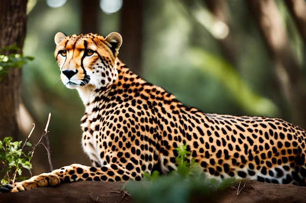 a cheetah in forest natural view