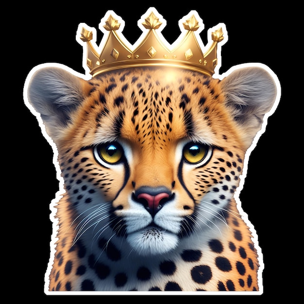 cheetah_front_face_big_crown_on_head