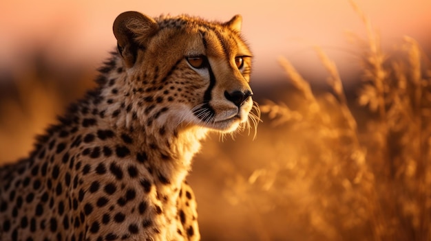 Cheetah in de zonsondergang ai