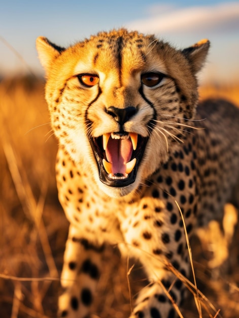 Cheetah in zijn natuurlijke habitat Wildlife Fotografie Generatieve AI