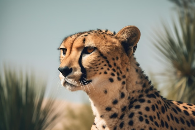 A cheetah looking away