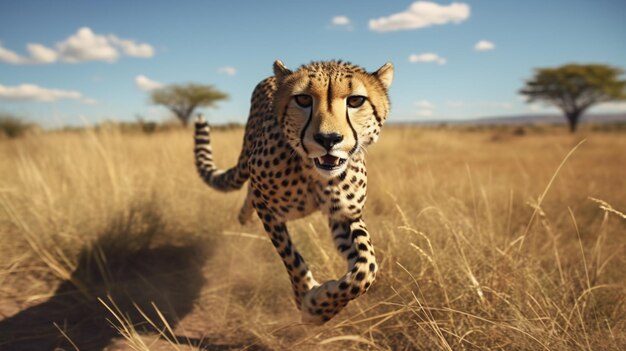 Cheetah loopt op de savanne Generative Ai