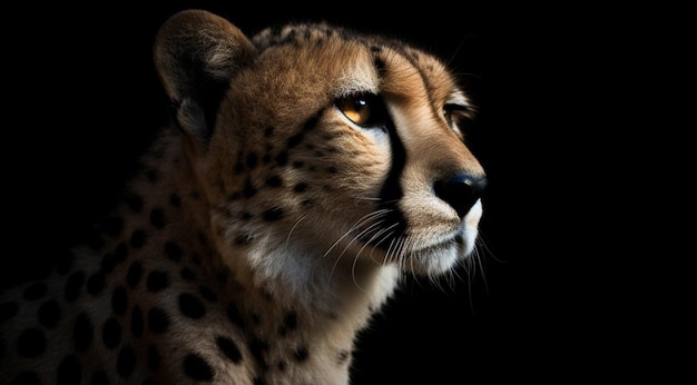 Cheetah op een zwarte achtergrond gemaakt met generatieve AI-technologie