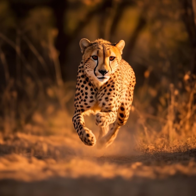 Cheetah running in the savannah