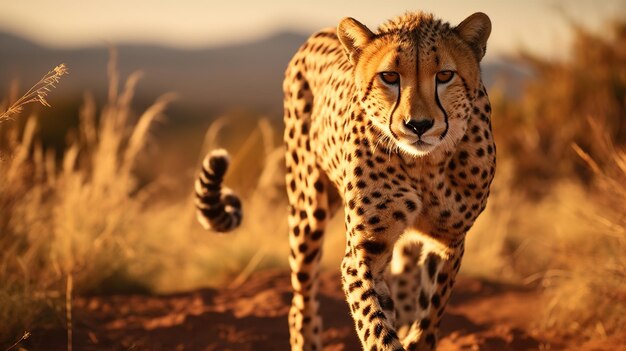 A cheetah running in the wild