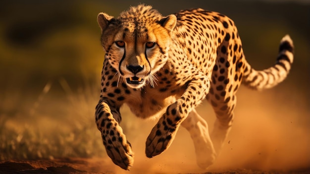 Cheetah snel rennend in het wild