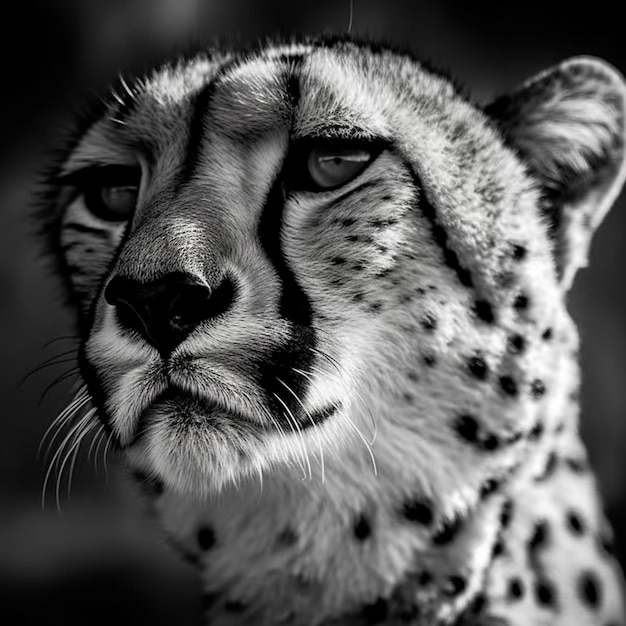 Photo a cheetah with a black and white background