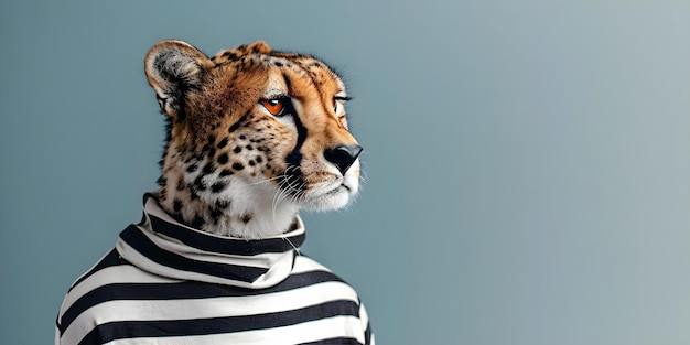 Гепард с черно-белыми полосами Концепция Животные отпечатки Сафари Шик Монохромный стиль Жестокая мода