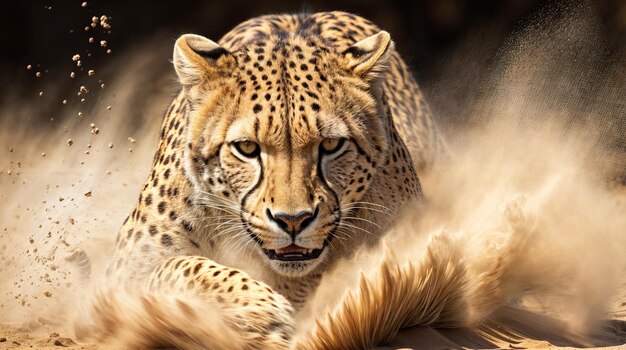 a cheetah with a cheetah on its head